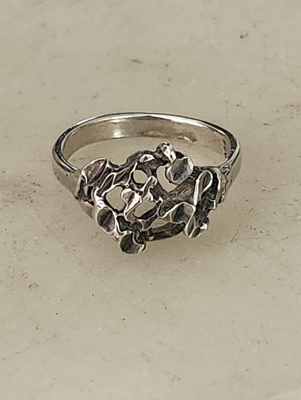 Sterling Silver Brutalist Abstract Cluster Ring - Size 6 1/4